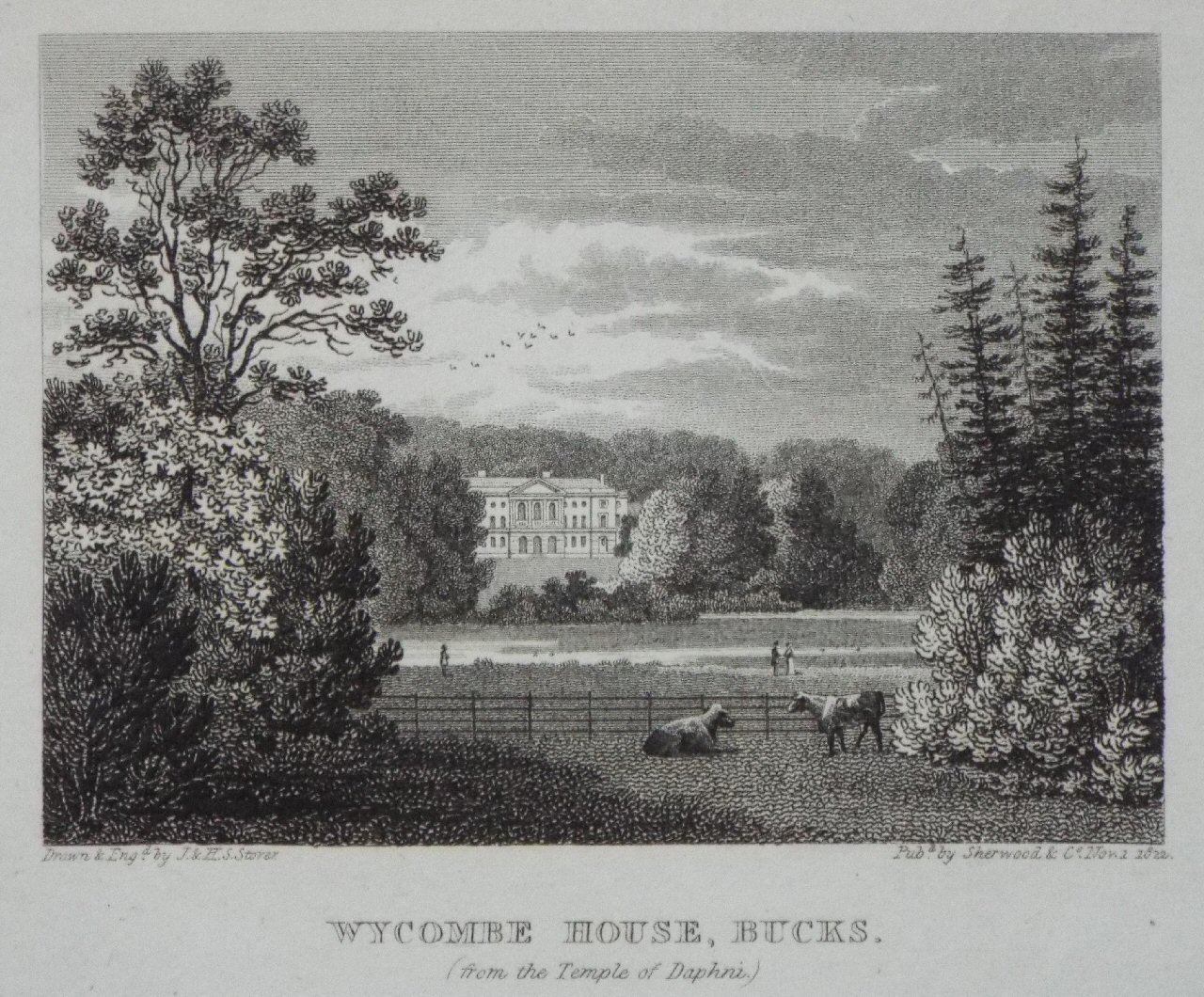 Print - Wycombe House, Bucks. (from the Temple of Daphni.) - Storer